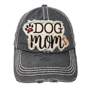 Dog Mom Strapback Hat Gray One Size KB ETHOS Vintage Distressed Outdoor
